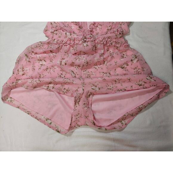 TRIXXI SZ S pink floral spring ruffle short sleeve romper NWT B88 - Picture 5 of 7